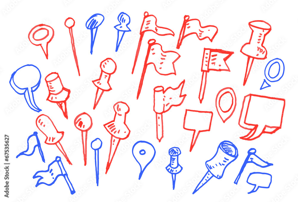 Set of hand drawn map pointers Set of hand drawn map pointers