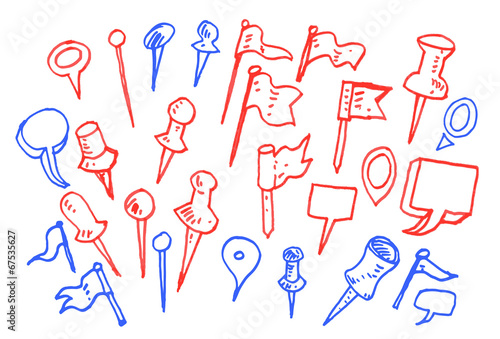 Set of hand drawn map pointers