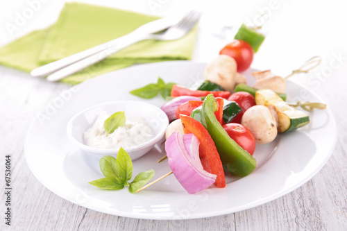 vegetable kebab and cream