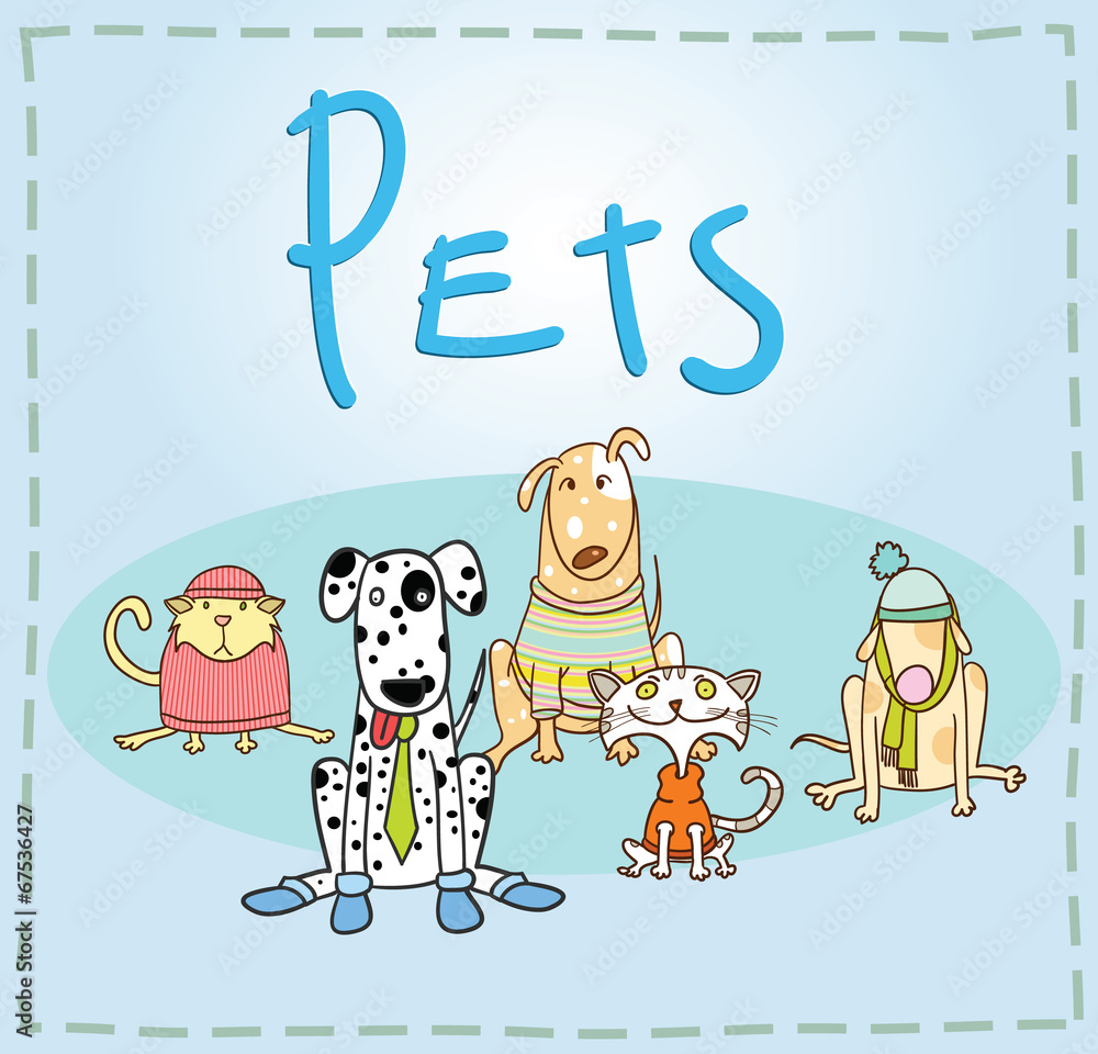 Naklejka premium cartoon cats and dogs
