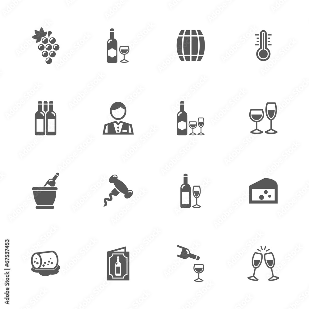 Wine icons set. Wine icons set.