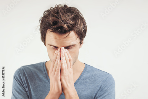 portrait of young desperate man