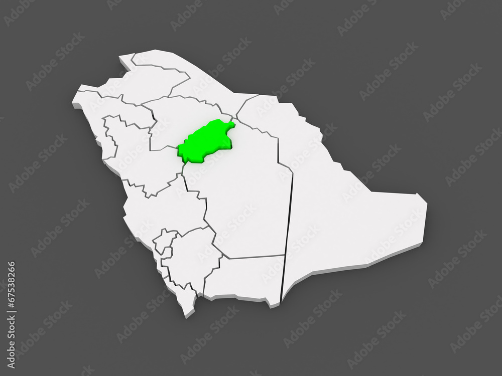 Map of Al Qasim. Saudi Arabia.