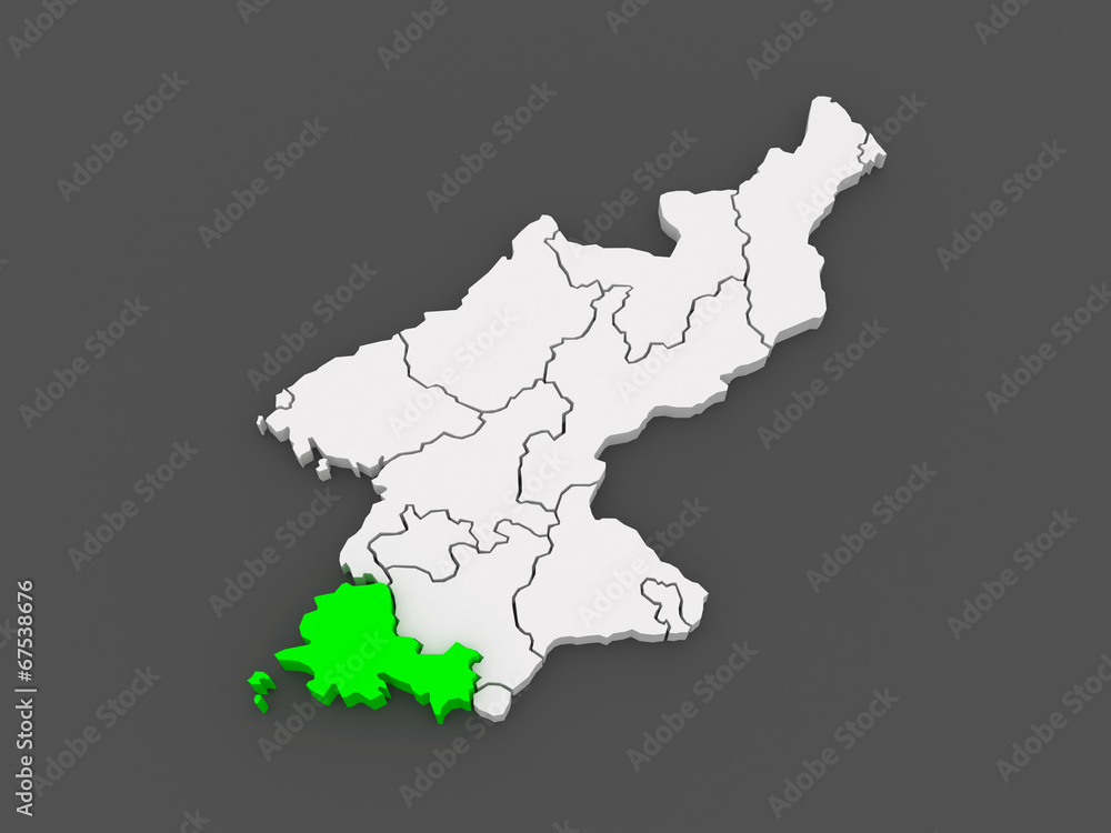 Obraz premium Map of Hwanghae. North Korea.