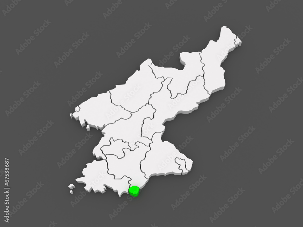 Map of Kaesong. North Korea.