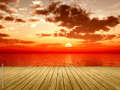 wooden jetty sunset © magann