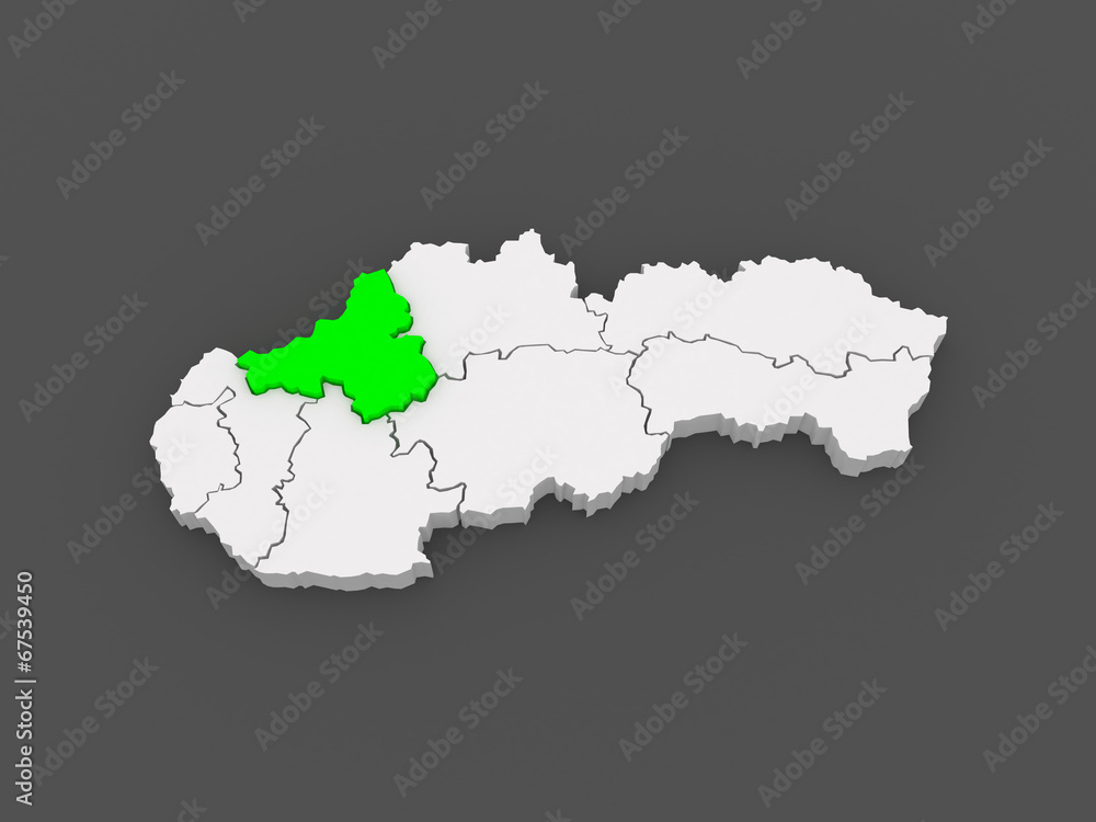 Obraz premium Map of Trencin Region. Slovakia.