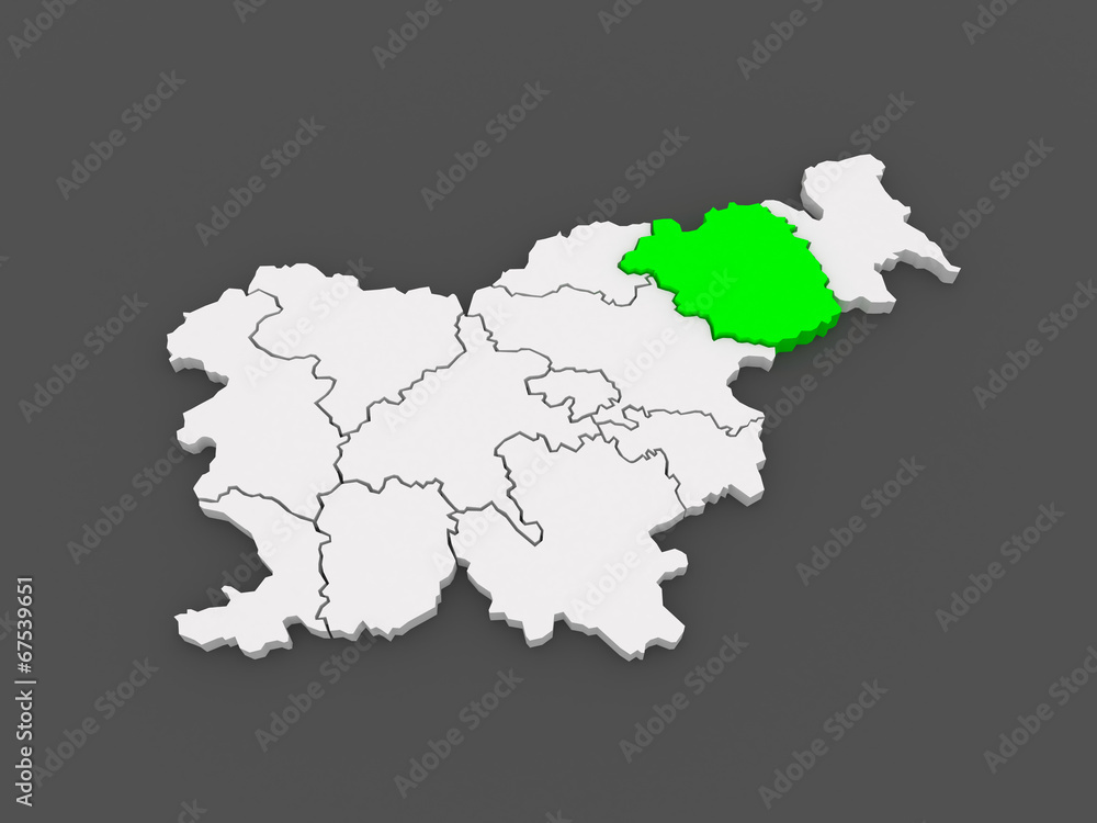 Map of Podravska region. Slovenia.