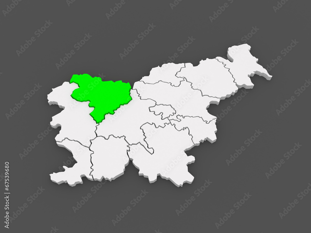 Fototapeta premium Map of Gorenjska region. Slovenia.