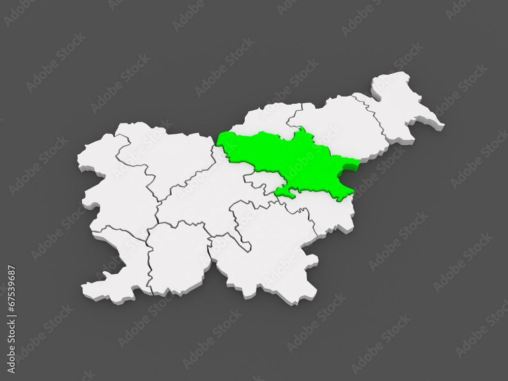 Fototapeta premium Map of Savinjska region. Slovenia.