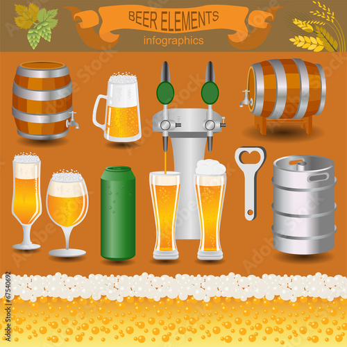 Beer infographics, set elements, for creating your own infograph