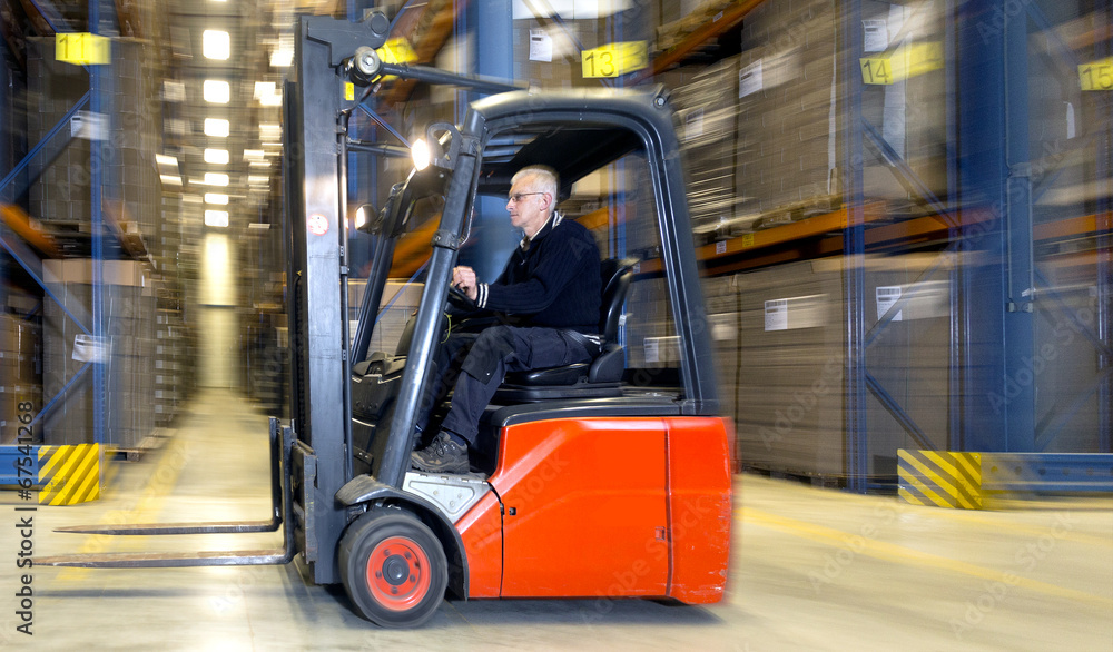 forklift in warehouse forklift in warehouse