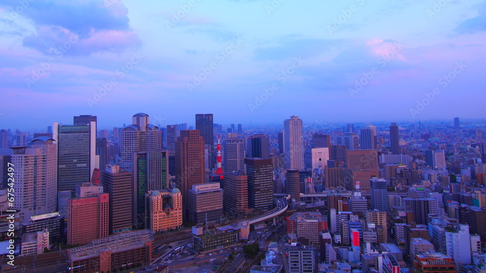 The City of Osaka at dusk