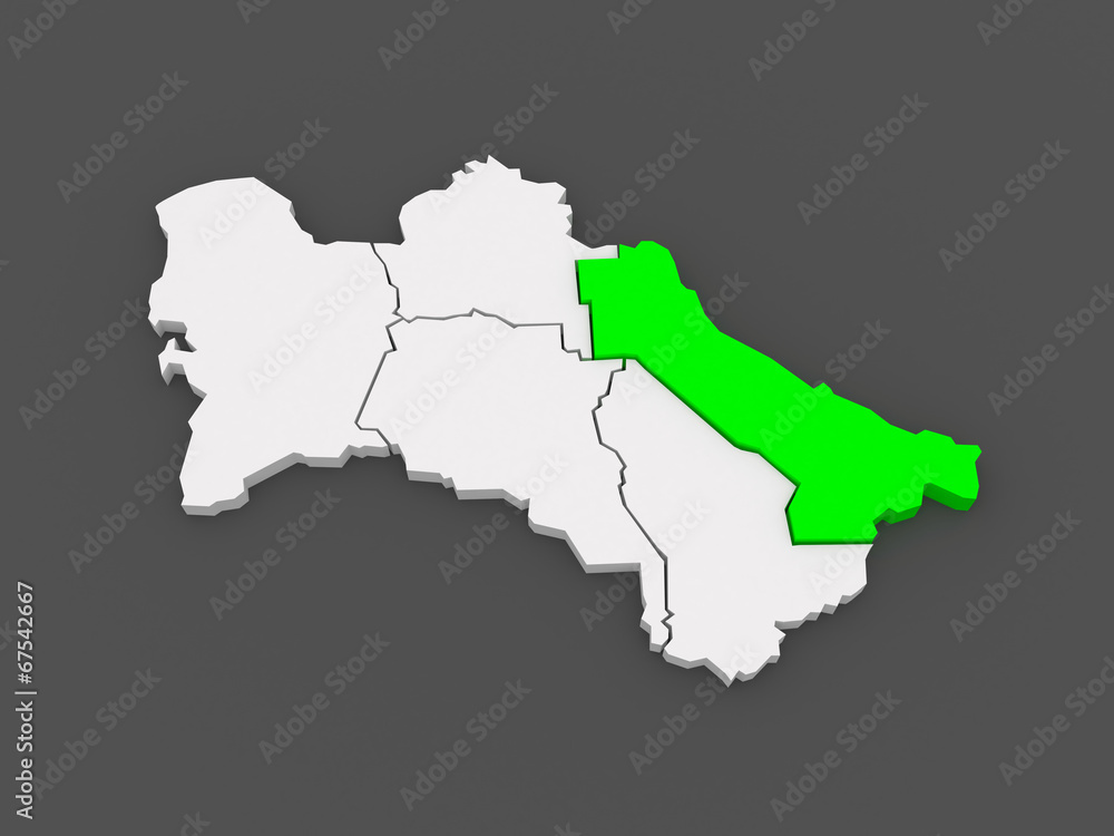 Obraz premium Map of Lebap Province. Turkmenistan.