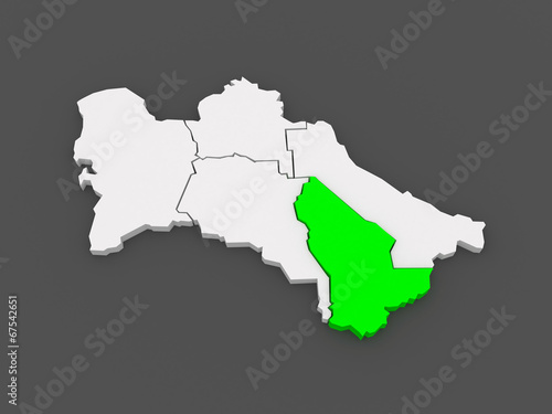 Map of Mary Province. Turkmenistan.