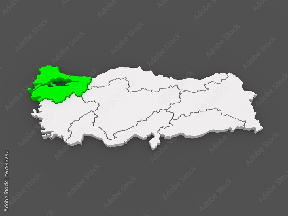 Fototapeta premium Map of Marmara Region. Turkey.