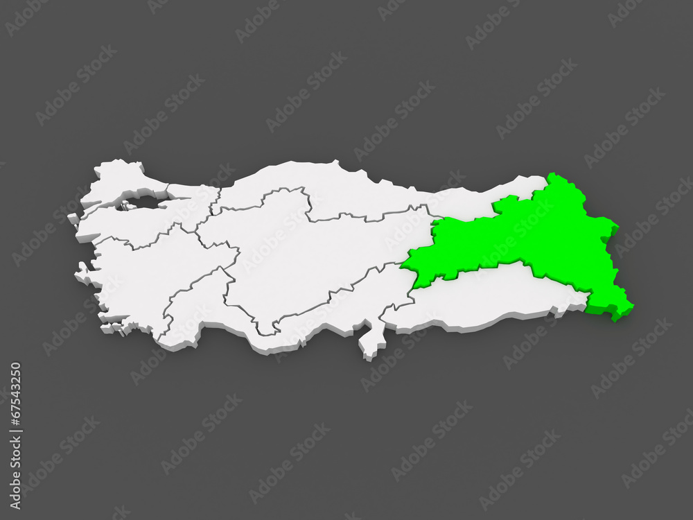 Map of Eastern Anatolia. Turkey.