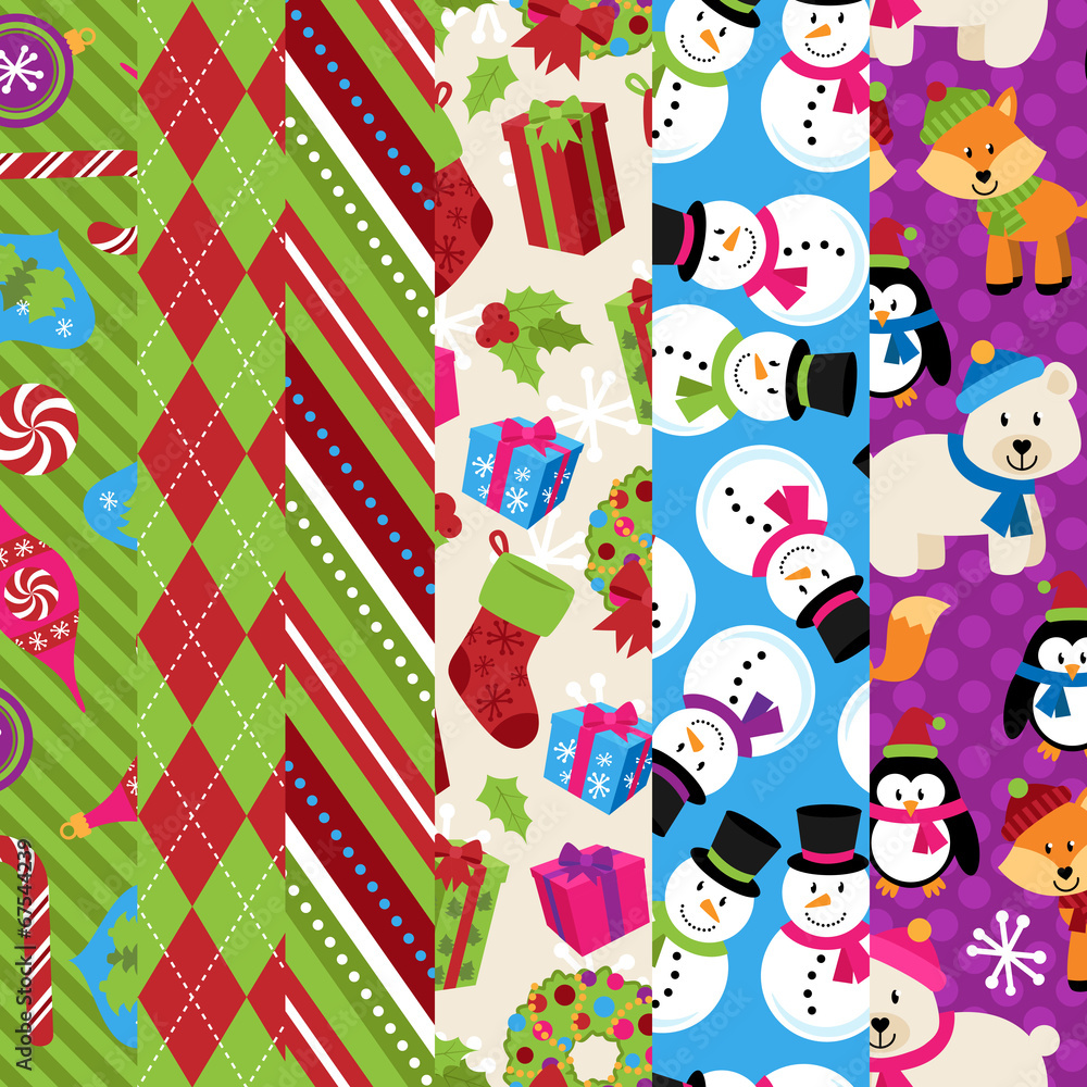 Naklejka premium Vector Collection of Christmas and Winter Themed backgrounds