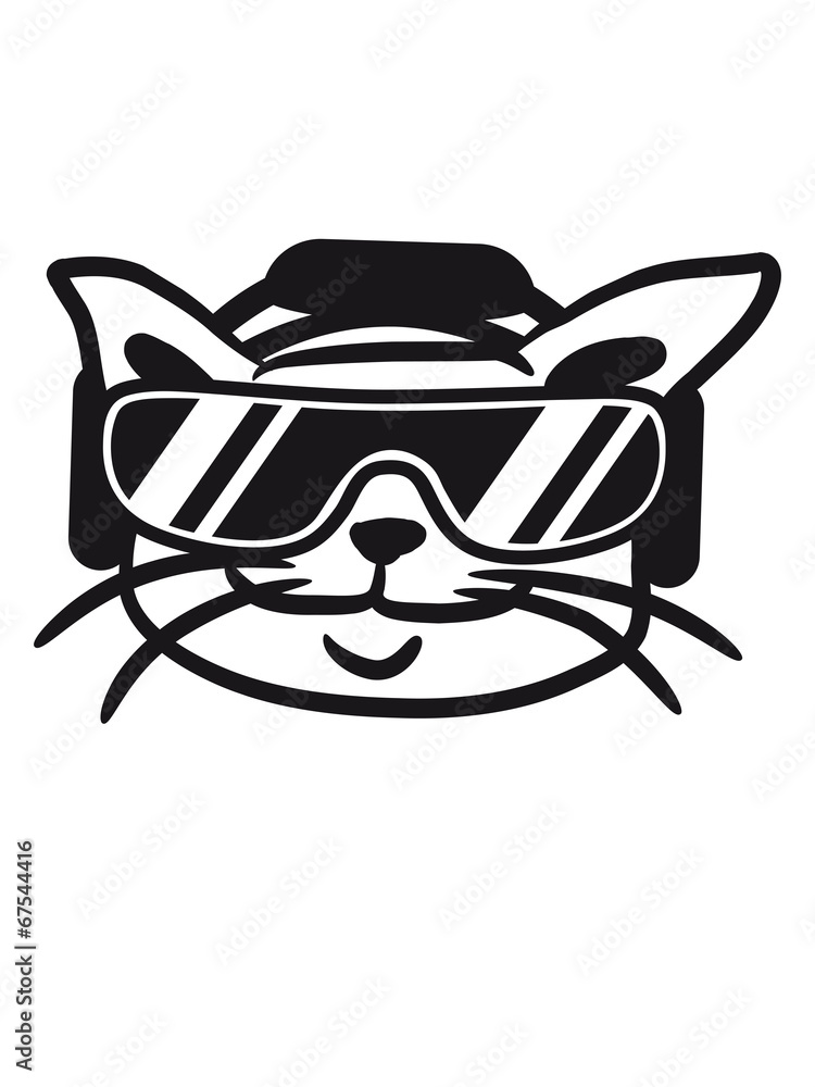 Cool Party Katze DJ Musik Deejay Club Brille Cool Party Katze DJ Musik Deejay Club Brille