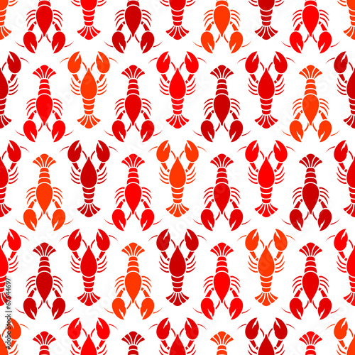 Seamless Lobster Pattern Red Colors