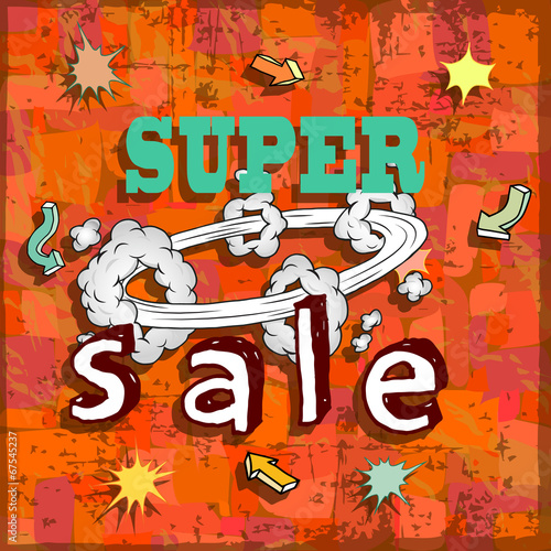 Sale poster with Boom comic strip