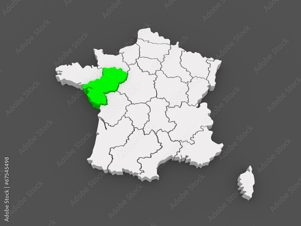 Map of Pays de la Loire. France. Map of Pays de la Loire. France.
