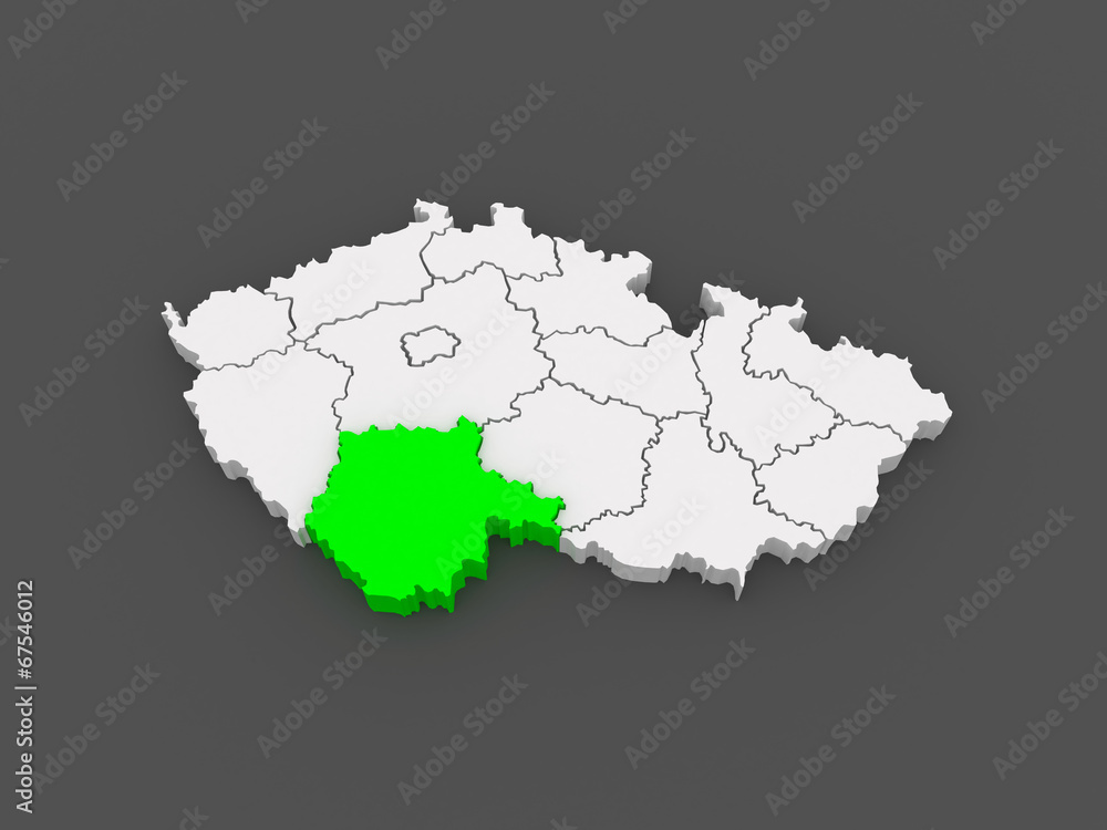 Map of South Bohemian Region. Czech Republic. Map of South Bohemian Region. Czech Republic.