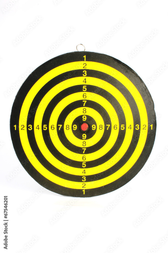 yellow & Black dart board on White yellow & Black dart board on White