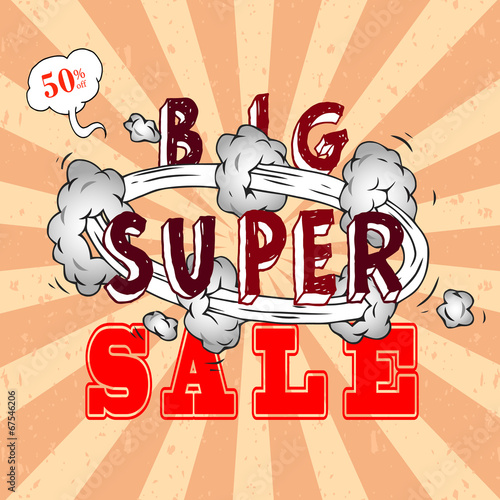 Sale poster with Boom comic strip