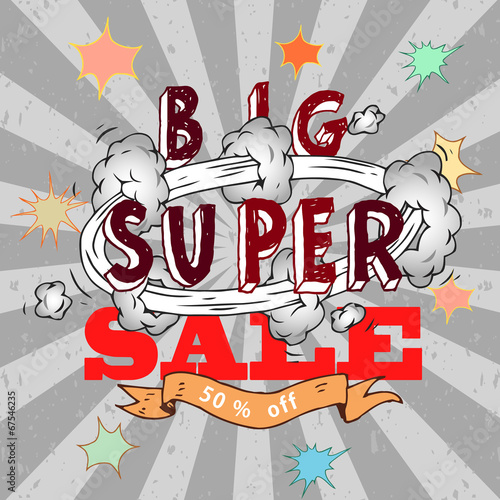 Sale poster with Boom comic strip