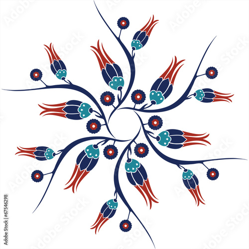 vector traditional ottoman tulip hexagon design