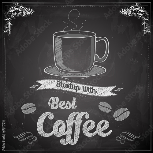 Hot Coffee on chalkboard