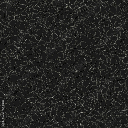 Seamless monochrome pattern with flowers