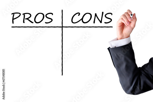 Schilderij op canvas Pros and cons concept