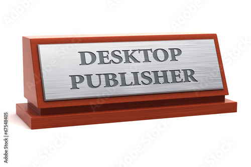 Desktop publisher job title on nameplate