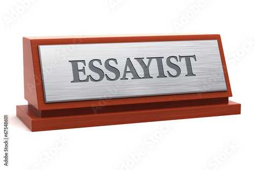 Essayist job title on nameplate