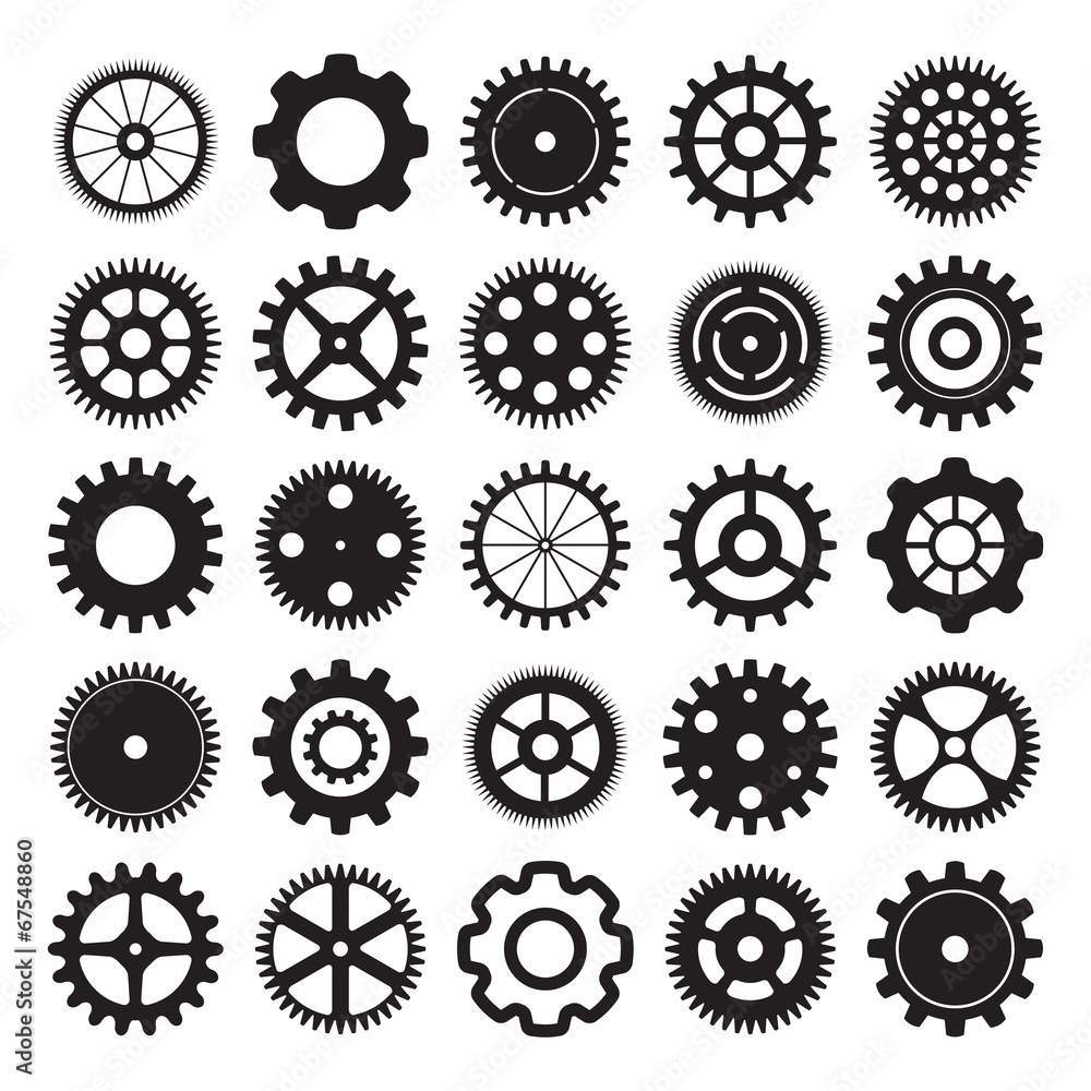 vector set of gear wheels on white background - obrazy, fototapety, plakaty 