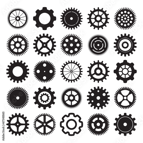 vector set of gear wheels on white background photo