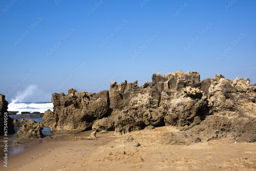 Rough Rock Formation at Umdloti Beach, Durban South Africa