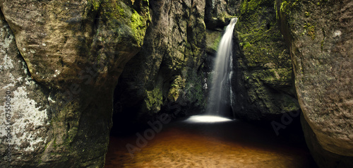 Waterfall in rock city in Teplice