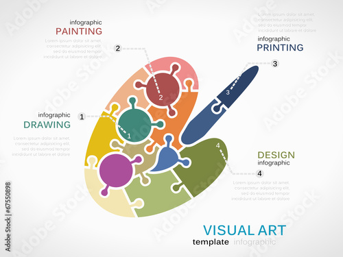 Visual art concept infographic template with palette