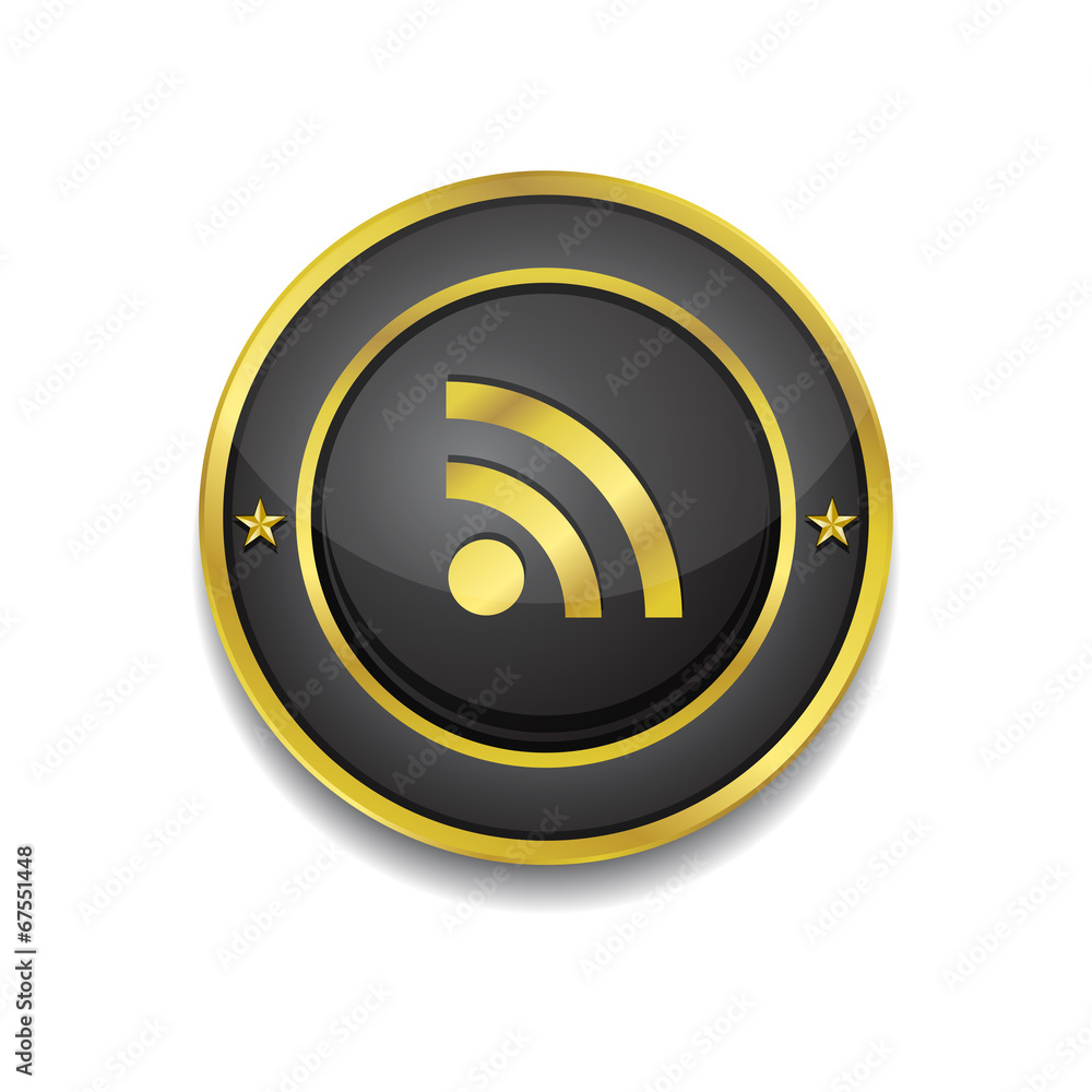 RSS Circular Vector Golden Black Web Icon Button