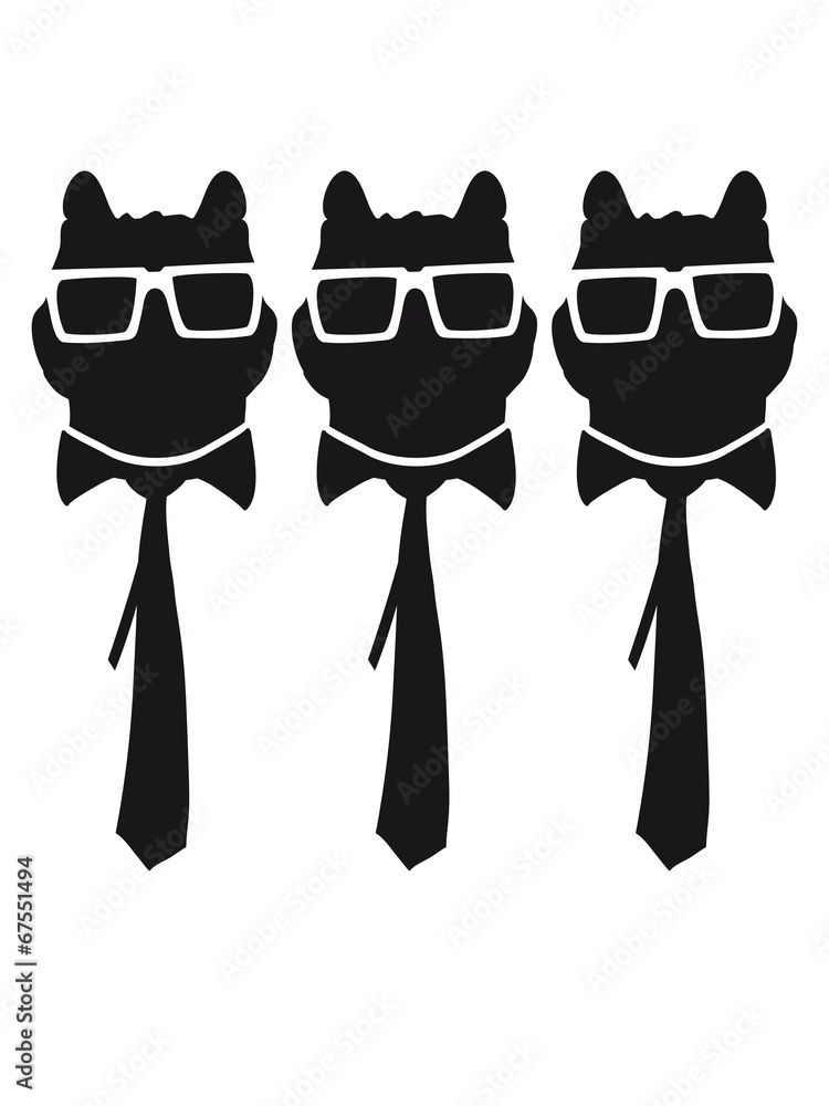 3 Kater Herren Brille Nerd Geek Krawatte Team Stock Illustration | Adobe  Stock