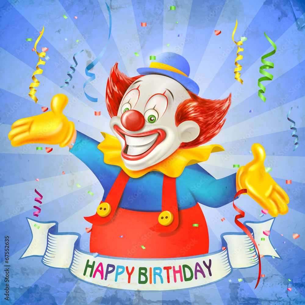 clown happy birthday Stock Vector