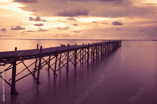 Wooden beach pier with color filter effect