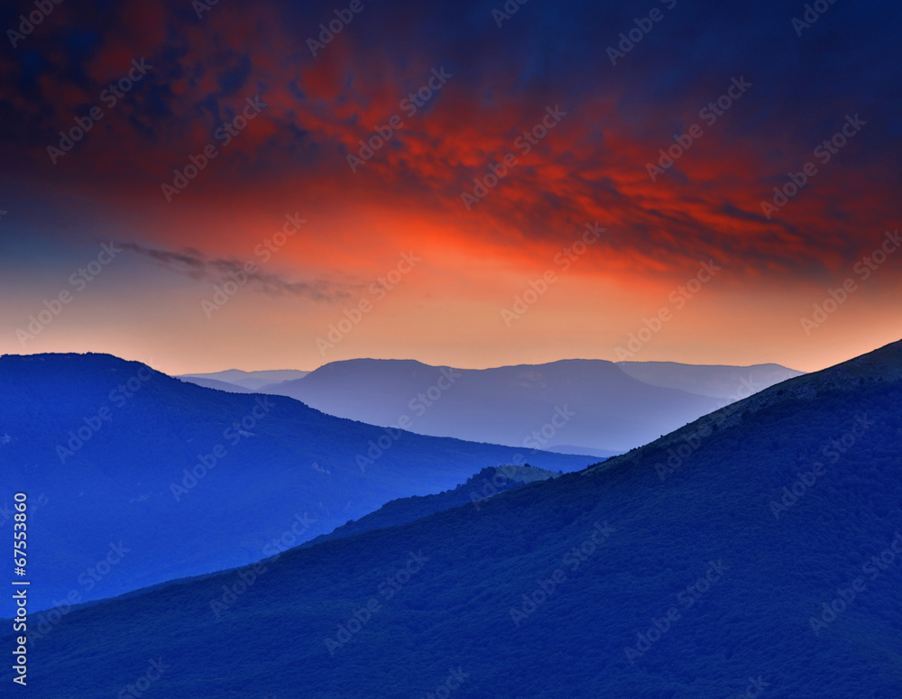 dusk in mountains