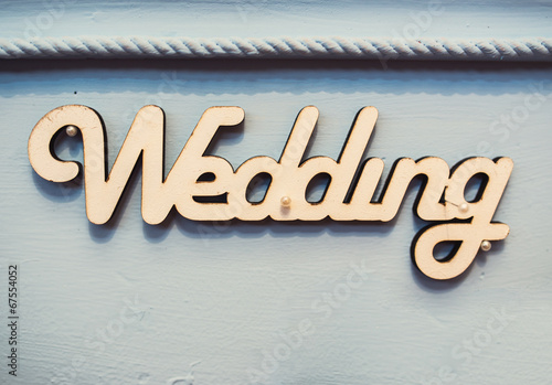 фотографія Word wedding on  wooden background