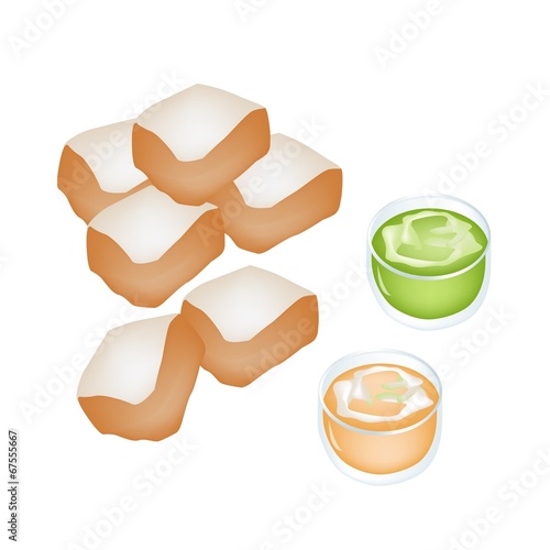 Cut Loaf of Bread with Custard Cream