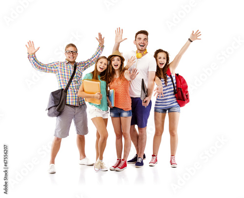 Group of happy students