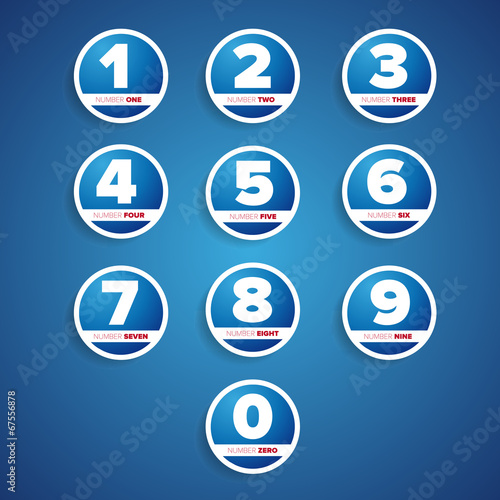 set of buttons with number